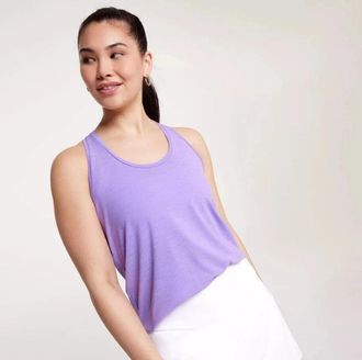 Calia Italia Calia Tank Top Womens Purple Twist Back Relaxed Fit Scoop Neck Pullover SRT604