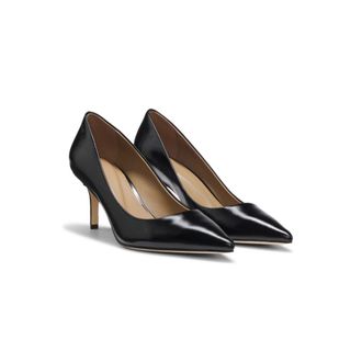 BOSS Heeled leather pumps with debossed logo