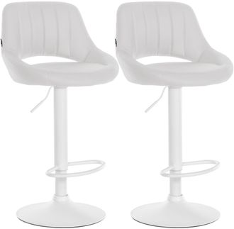 Clp Juego De 2 Taburetes De Bar Milet De Piel Sintetica Blanco Metal Blanco Mate