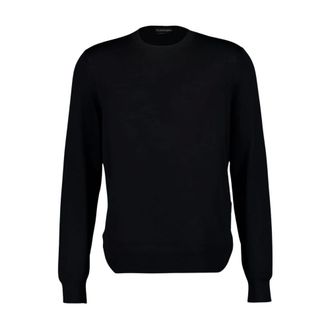 Tom Ford Truien & Vesten, Heren, Zwart, L, Wol, Fijngebreide wollen trui met ronde hals