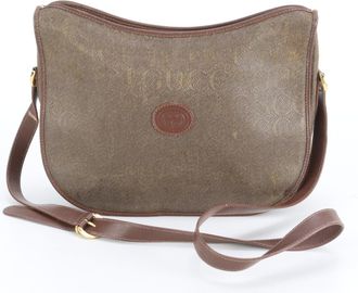 Gucci Brown Leather Coated Canvas Shoulder Bag (Pre-Owned)