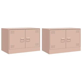 Berkfield Home TV Cabinets 2 pcs Pink 67x39x44 cm Steel | Size: 67 x 39 x 44 cm