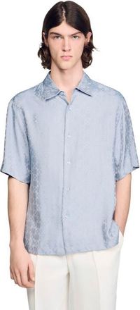 Sandro Square Cross loose-fit shirt in Blue at Nordstrom, Size X-Small