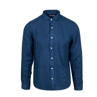 Roy Rogers Casual Linnen Shirt - Heren - Casual Overhemden - Blauw - M - Linnen - Overhemden