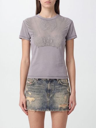 Diesel T-shirt slim fit in cotone con logo ricamato e dettagli d&eacute;vor&eacute;