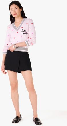 Kate Spade New York Womens V-Day Sweater - Multicolour Cotton - Size Small