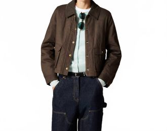 J.crew Cropped Barn Jacket In Mossy Brown