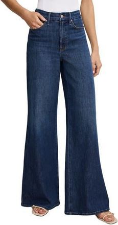 Good American Soft-Tech Good Waist Palazzo Jeans in Indigo977 at Nordstrom Rack, Size 00