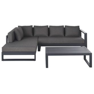 Maisons du monde Sal&oacute;n de jard&iacute;n de 5 plazas de aluminio gris antracita y mesa a juego