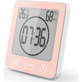 OEM Reloj De Ducha Para Ba&ntilde;o, Alarma Digital Lcd, Term&oacute;metro E Higr&oacute;metro, Temporizador De Cuenta Regresiva (rojo)
