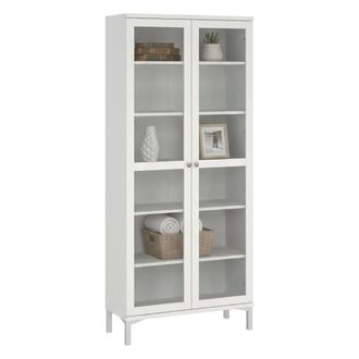 Dmora Vitrina Felicie, Aparador De Exposici&oacute;n, Vitrina Multiusos, Aparador De Sal&oacute;n, 89x36 H203 Cm, Blanco - Dmora