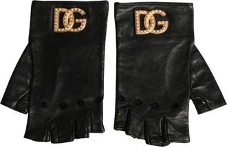 Dolce & Gabbana Pols-lange handschoenen zonder vingers - Dames - Handschoenen - Zwart - ONE Size - Leer - Accessoires