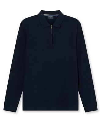 Olymp Langarm-Poloshirt OLYMP, Herren, Gr. M, blau (marine), Jersey, Obermaterial: 100% Baumwolle, regular fit, Rippb&uuml;ndchen, Shirts Langarm-Poloshirt, unif