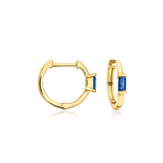 RS Pure by Ross-Simons Sapphire Huggie Hoop Earrings in 14kt Yellow Gold