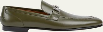 Gucci Mens Jordaan Moccasin Leather Bit Loafers