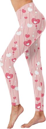 Generic with Hearts Couple Women Leggings Tummy Control Valentines Day Patterned Compression Tights for Women Red Heart Sweet Heart Workout Leggings for Women