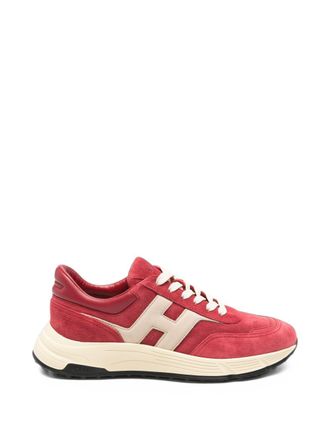 Hogan Contrasting Logo Cushioned Sole Suede Sneakers