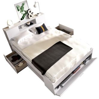 Vente-Unique Vente-unique - Dekit Lanka - Cama Compacta Para Dormitorio - Blanco - 95 X 149.6 X 218.5 Cm