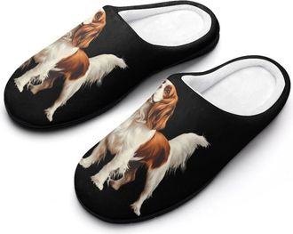 Generic Cavalier King Charles Spaniel Mens House Slippers Memory Foam Washable Cotton Slip on Home Shoes
