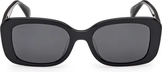 Max Mara 54mm Rectangular Sunglasses in Shiny Black/smoke at Nordstrom