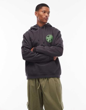 AllSaints Distortion - Felpa nera e verde con cappuccio-Nero