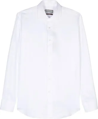 Canali Overhemd met visgraatpatroon - Wit