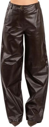 Max Mara Lederbroek - Dames - Leren Broeken - Bruin - M - Leer - Broeken