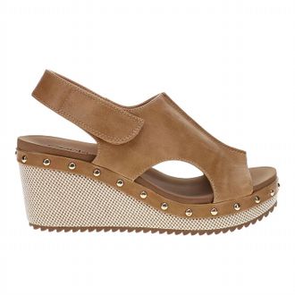 Corkys Footwear WomenS For Keeps Studded Wedge Slingback Sandals In Caramel Combo