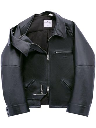 Courr&egrave;ges leather biker jacket - women - CALFSKIN - S - Black