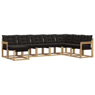 vidaXL Conjunto De Sof&aacute;s De Exterior Con Coj&iacute;n 8 Pcs Blanco Y Negro Vidaxl