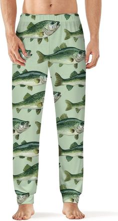Generic Bass Fish Mens Pajama Pants Soft Loungewear Bottoms Lightweight Sleepwear