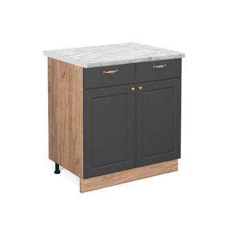 Vicco Mueble Bajo De Cocina Fame-line, Antracita-oro, 80 Cm, Et M&aacute;rmol