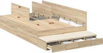 vidaXL Vidaxl - Cama Con Almacenamiento Roble Sonoma 226.5 X 120 X 31.5 Cm