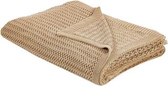 Beliani Beliani - Colcha Decorativa Ropa De Cama Algod&oacute;n 150 X 200 Cm Marr&oacute;n Claro Ilen