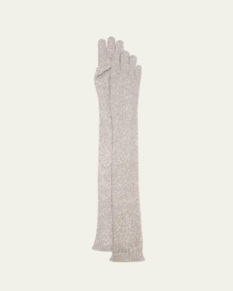Brunello Cucinelli Paillette Elongated Nylon-Blend Gloves