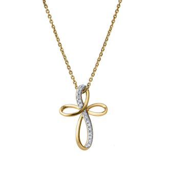 LuvMyJewelry Ardent 10K Gold Diamond Cross Pendant - 0.10 CT