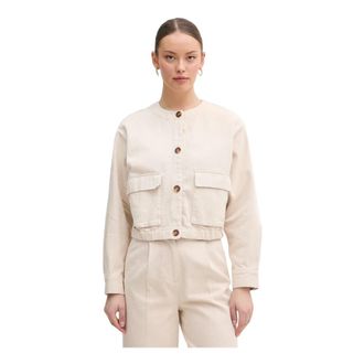 Benetton Korte Jas - Dames - Zomerjassen - Beige - M - Katoen - Jassen