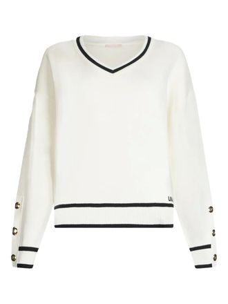 Liu Jo striped button-detail sweater - women - Silk/Nylon/Viscose - S - White