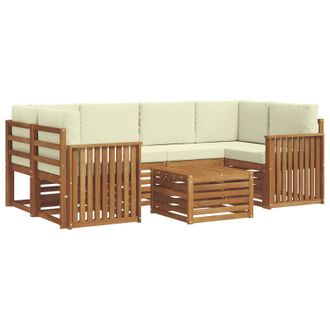 vidaXL Conjunto De Sof&aacute;s De Exterior Con Coj&iacute;n 7 Pcs Natural Y Crema Vidaxl