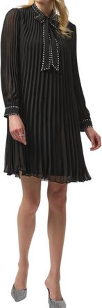 Joseph Ribkoff Pleated A-Line Mini Dress In Black