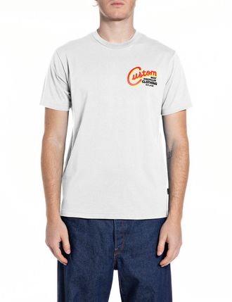 Replay T-Shirt REPLAY, Herren, Gr. XXL, natural wei&szlig;, Jersey, Obermaterial: 100% Baumwolle, bedruckt, regular fit h&uuml;ftbedeckend, Rundhals, abgesteppte Kante,