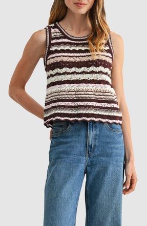 All in Favor Striped Crochet Sleeveless Top in Brown Pink Stripe at Nordstrom, Size X-Large