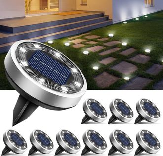 OEM Paquete De 12 Luces Solares De Suelo, 8 Led, Para Jard&iacute;n, Exteriores, Impermeables Ip65, Para Caminos, C&eacute;sped, Patios, Entradas, Jardines Y Piscinas. 