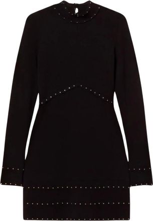 Twinset Korte Gebreide Jurk met Studs - Dames - Korte kleedjes - Zwart - L - Polyester - Kleedjes