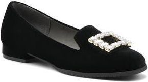 Adrienne Vittadini Vickee Embellished Velvet Loafer in Black-Ve at Nordstrom Rack, Size 6.5
