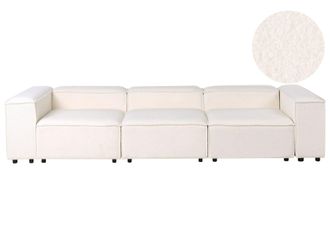 Beliani Divano Moderno A 3 Posti Divano Modulare Gambe Nere Boucle Bianco Sporco Ardal