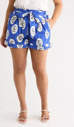 Sugarlips Maeve Belted Floral Zaferia Shorts in Navy-Crm-Blk at Nordstrom, Size 3X