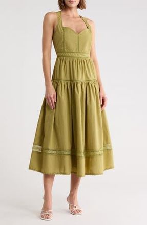 Maisie Cotton Poplin Midi Dress in Olive at Nordstrom Rack, Size X-Small