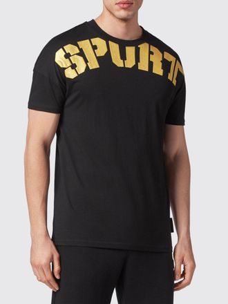 Plein Sport T-shirt in jersey con spalle cadute e stampa logo posteriore