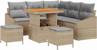 vidaXL Garden Sofa Set with Cushion 8 pcs Beige Poly rattan vidaXL